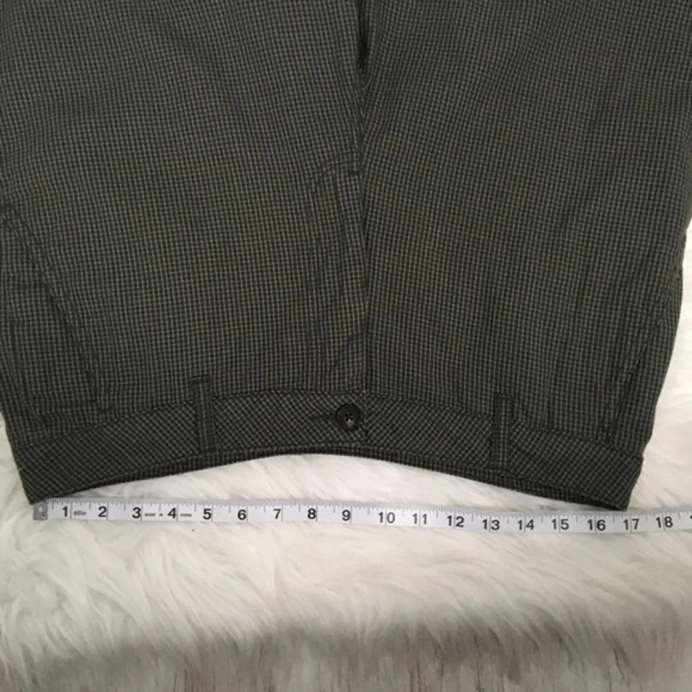Adam Levine Mens Shorts Tiny Plaid Green Flat Front 34 Bermuda Welt Back Pockets - Picture 9 of 14